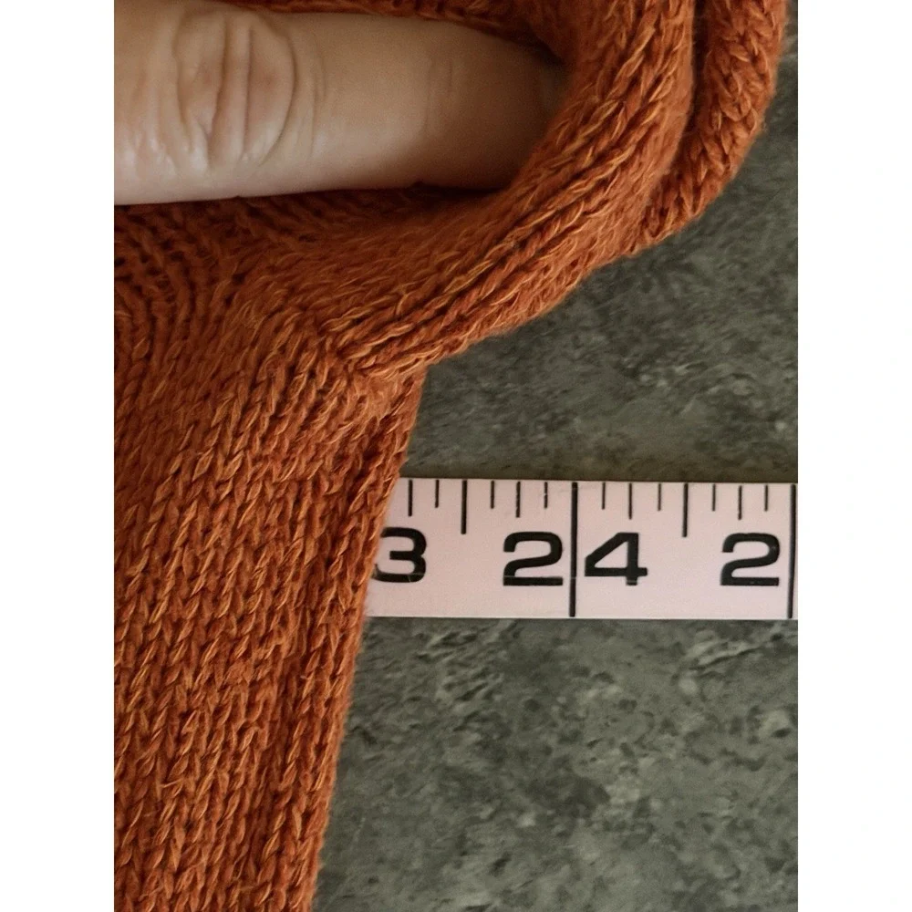 Chaps Elbow Patch Mock Neck Sweater Mens M‎ Orange Rust Henley Preppy Outdoors